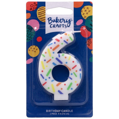 Rainbow Sprinkle Candle - Number 6