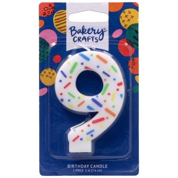 Rainbow Sprinkle Candle - Number 9