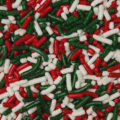 Red, Green, and White Sprinkles / Jimmies, 4oz