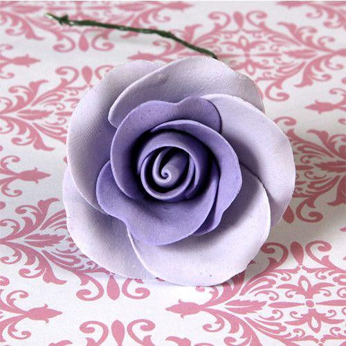 Tea Rose Single w/wire -Lavender - Medium
