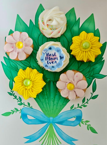 10" x 7" Printed Cupcake Bouquet Insert (Fits 6 Mini Cupcakes)