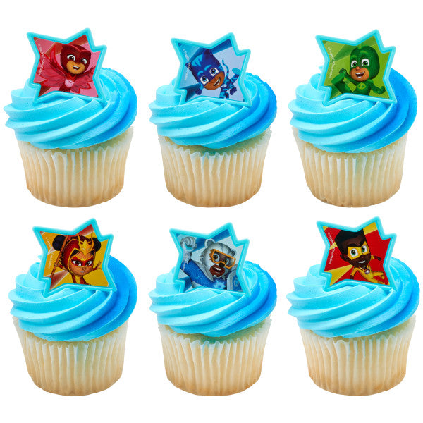 PJ Masks Cupcake Decorations - 12 Cupcake Rings