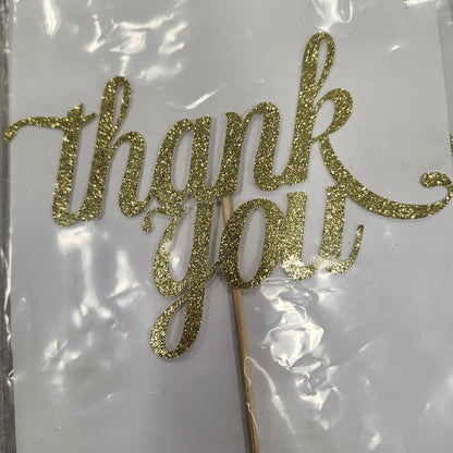 Thank you Cake Topper - Gold Glitter