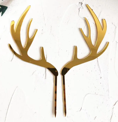 Gold Antlers Cake Topper