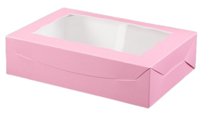 Pink/White Pastry Box with Window - 10x7x2.5