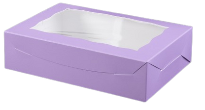 Lavender/White Pastry Box with Window - 10x7x2.5