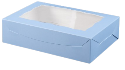 Light Blue/White Pastry Box with Window - 10x7x2.5