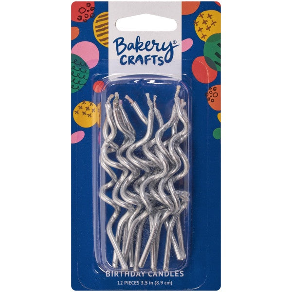 Silver Metallic Swirl Shaped Candles