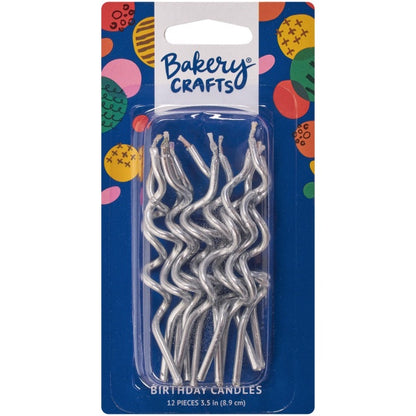 Silver Metallic Swirl Shaped Candles