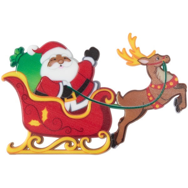 African American Santa in Sleigh Layon