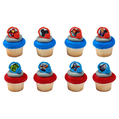 Avengers Heros Cupcake Rings - 12 Rings