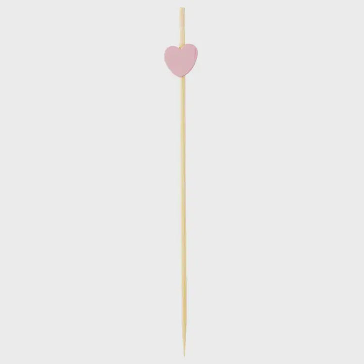Decorative Bamboo Picks with Hearts - Pack of 100