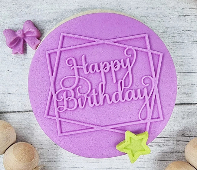 Fondant Debosser - Happy Birthday with Square