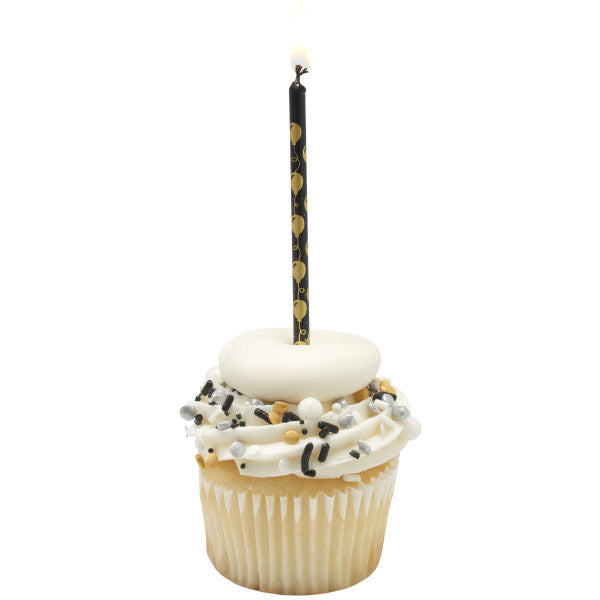 Black Candles with Gold Balloons