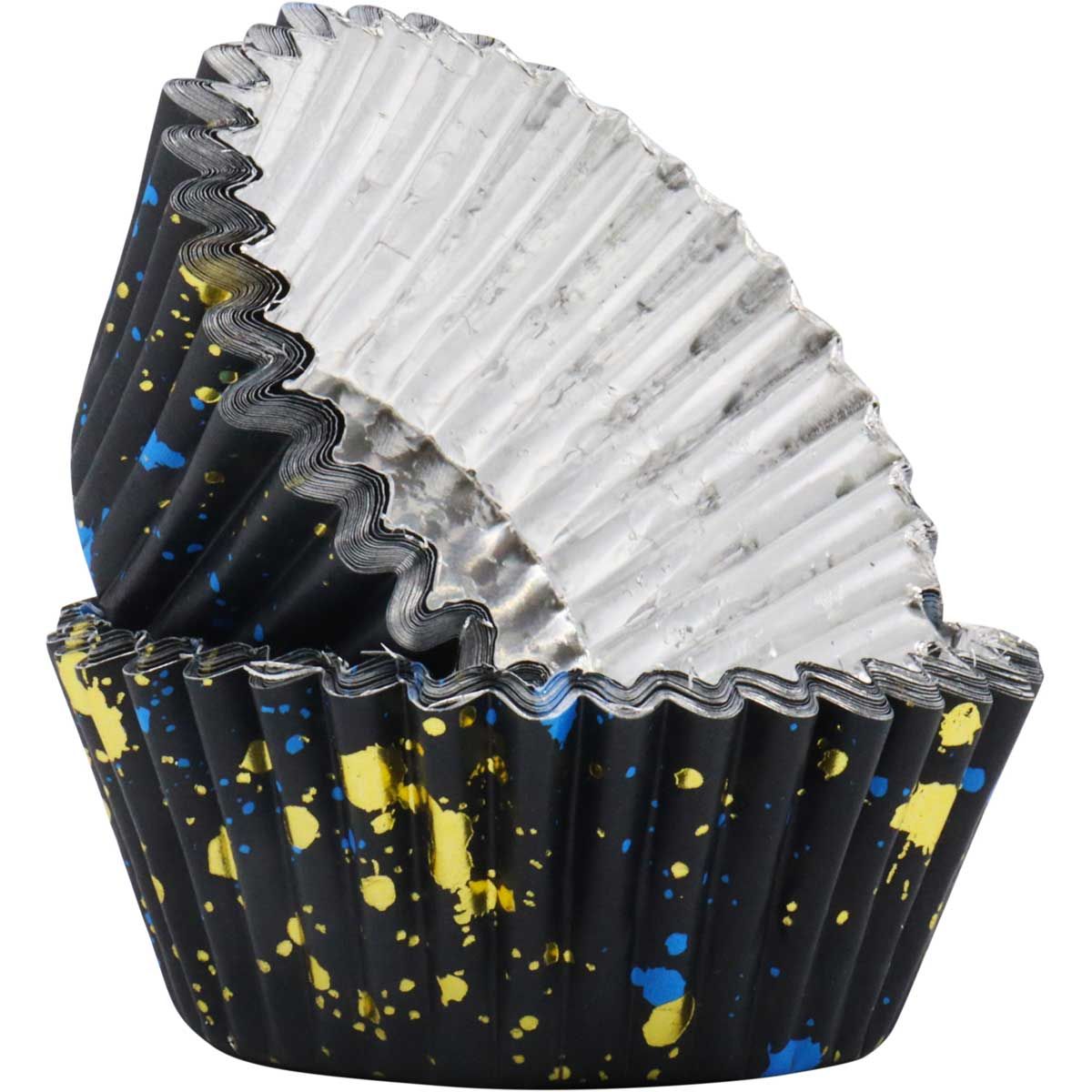 Black with Gold and Blue Flecks Foil Lined Cupcake Cases - 30 Cupcake Liners