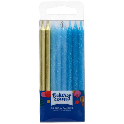 Blue Glitter & Gold Candles