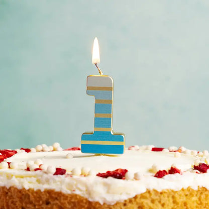 Blue & Gold Number 1 Birthday Candle