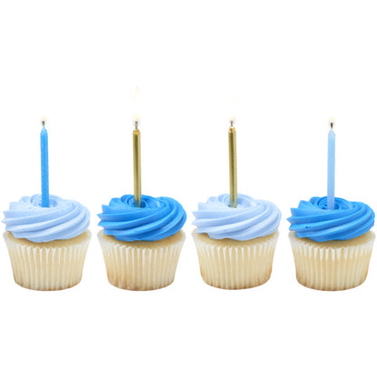 Blue Glitter & Gold Candles