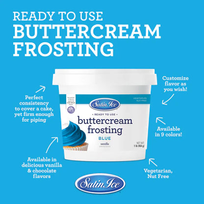 Satin Ice Blue Buttercream Frosting, 1lb