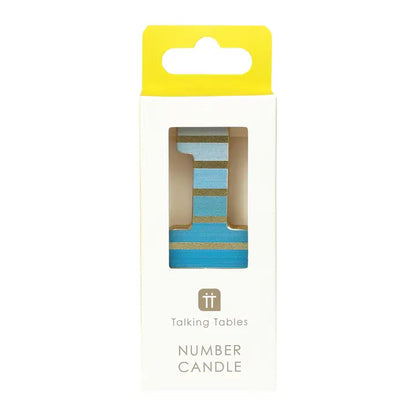 Blue & Gold Number 1 Birthday Candle