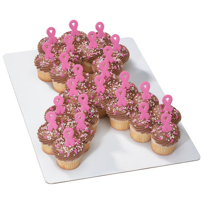 Breast Cancer Ribbon Cupcake Picks, 12 Picks