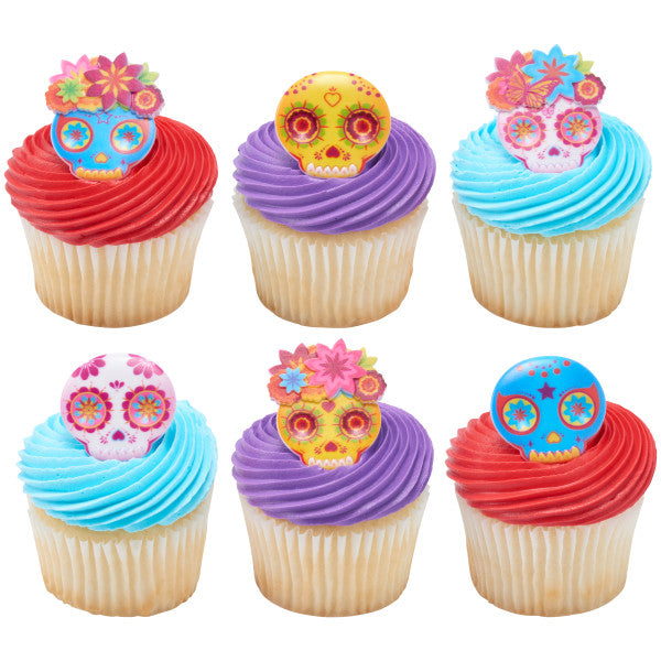 Calaveras Masks Cupcake Rings - 12 Rings
