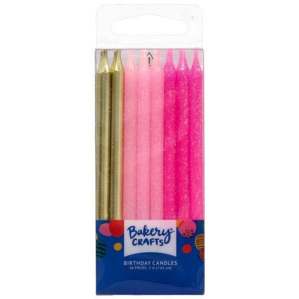 Pink Glitter & Gold Candles