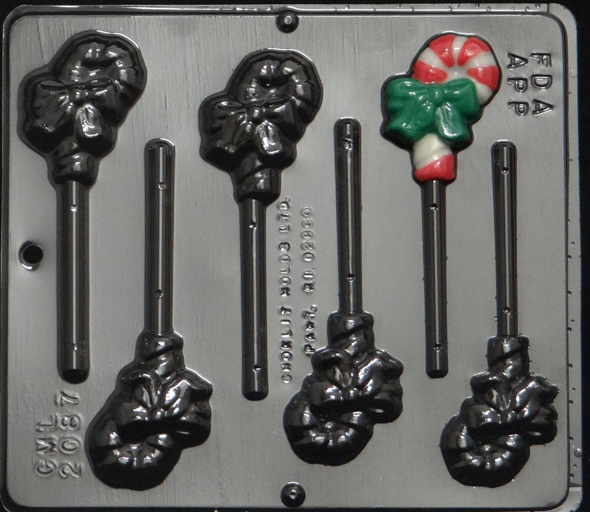 Candy Cane with Bow Lollipop Chocolate Mold