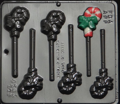 Candy Cane with Bow Lollipop Chocolate Mold