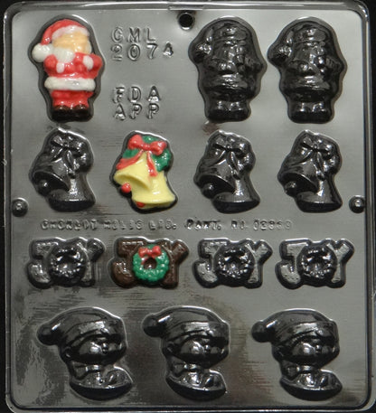 Christmas Assortment Chocolate Mold with Santa, Joy, Bells & Elf