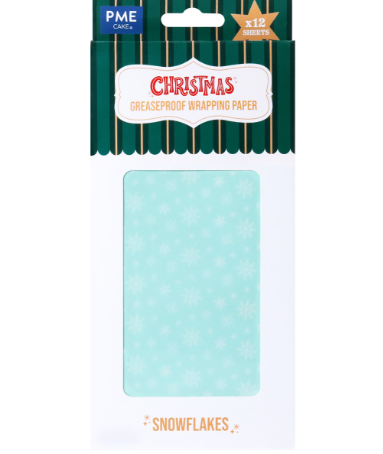 PME Christmas Greaseproof Wrapping Paper - Snowflakes - 12 Sheets
