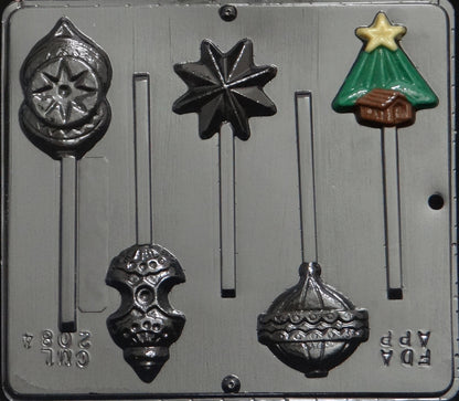 Christmas Tree Assorted Ornaments Lollipop Chocolate Mold
