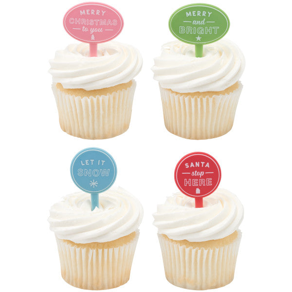 Christmas Assortment Cupcake Picks - 12 Picks
