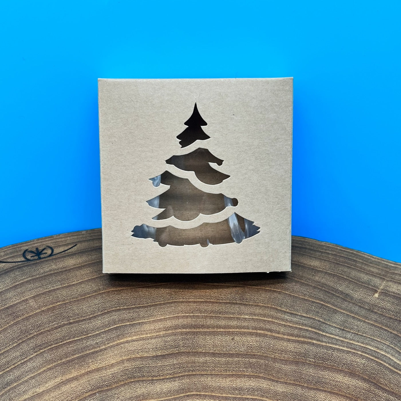 Kraft Christmas Tree Window Candy Box, 1 Piece Folding Box