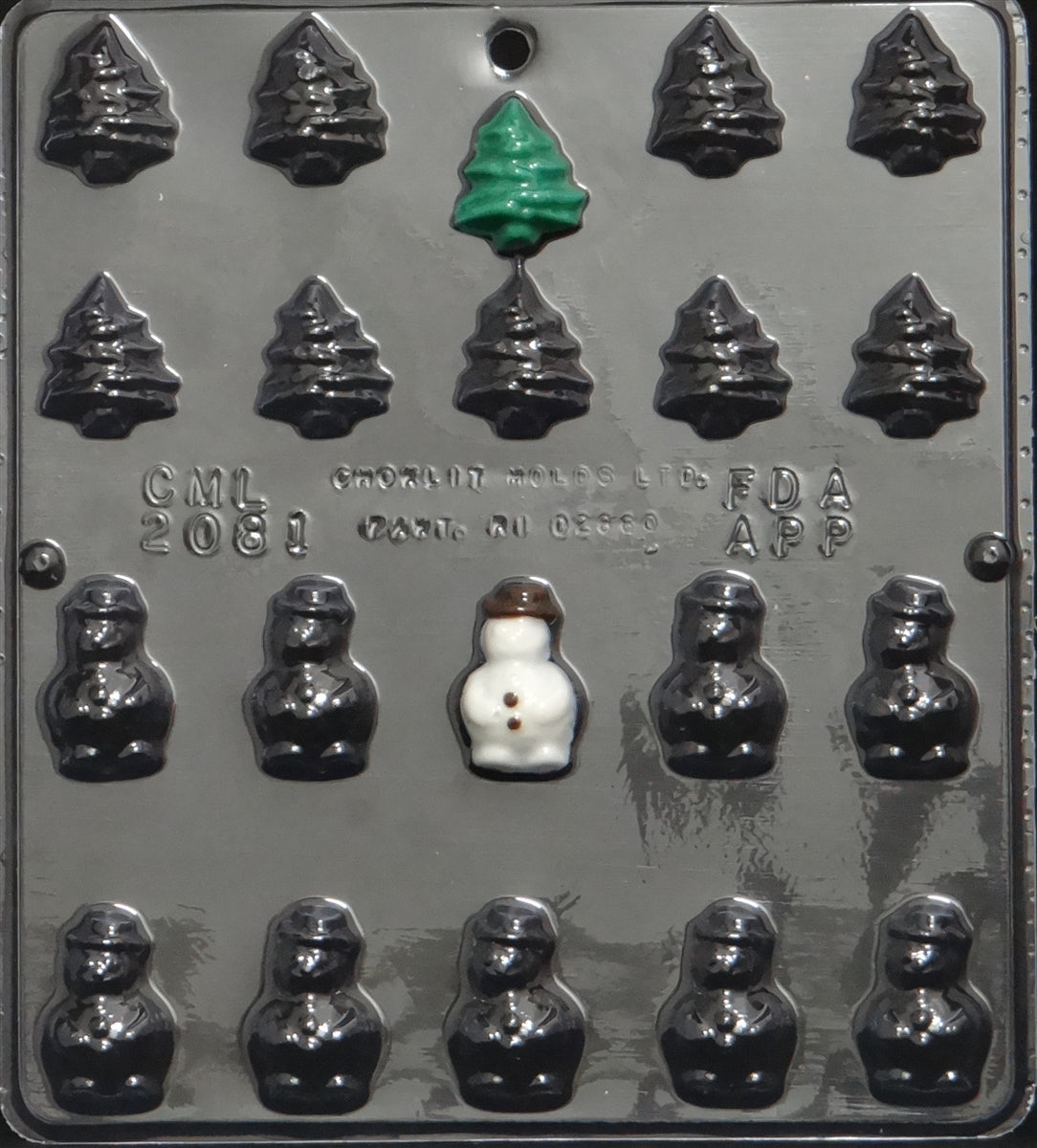 Mini Snowmen & Christmas Tree Chocolate Mold