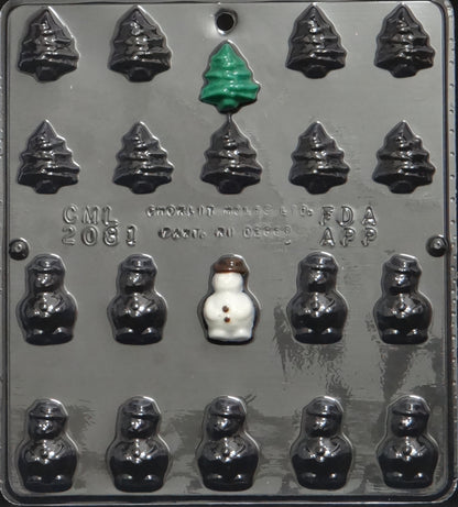 Mini Snowmen & Christmas Tree Chocolate Mold
