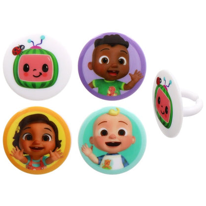 Cocomelon & Friends Cupcake Rings - 12 Rings