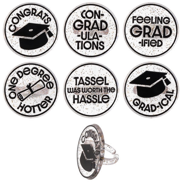 Confetti Grad Cupcake Rings - 12 Rings