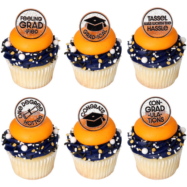 Confetti Grad Cupcake Rings - 12 Rings