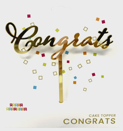 Congrats Gold Acrylic Cake Topper