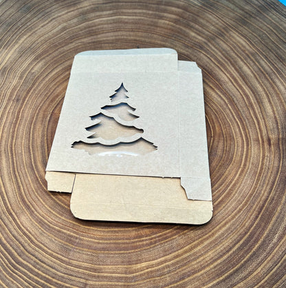 Kraft Christmas Tree Window Candy Box, 1 Piece Folding Box
