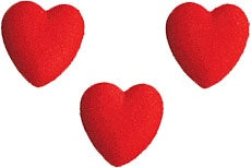 3/4" Red Hearts - Sugar - 6 Pieces