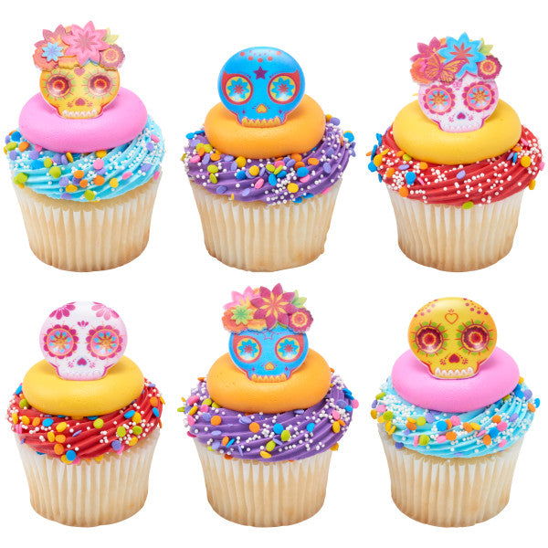 Calaveras Masks Cupcake Rings - 12 Rings