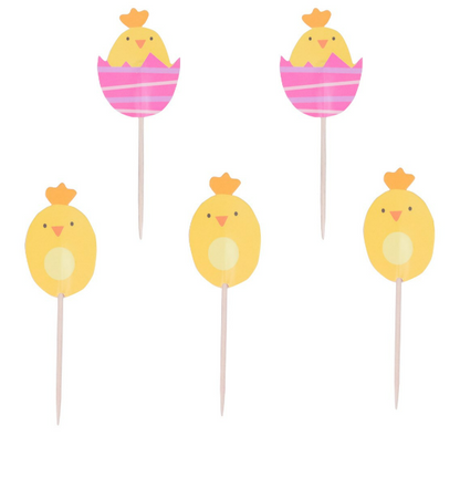Easter Chick Cupcake Picks - 24 Picks
