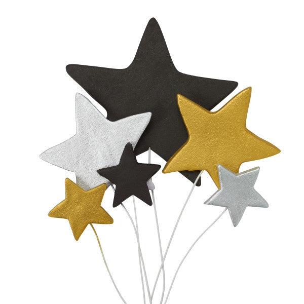 Gumpaste Star on wire - Black - small