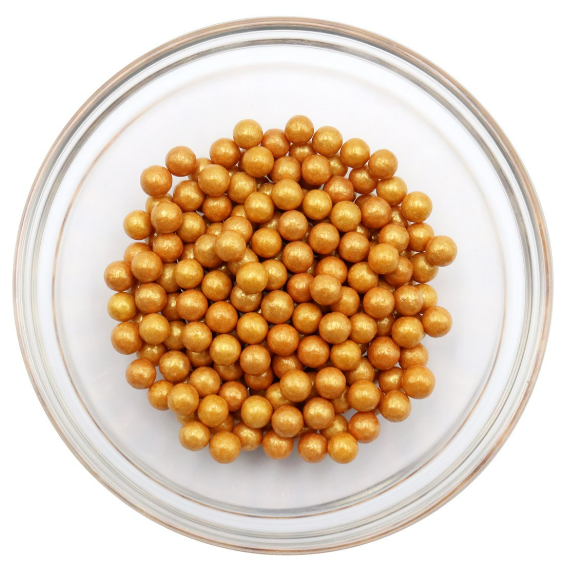 Gold Sugar Pearls - 8mm, 3oz