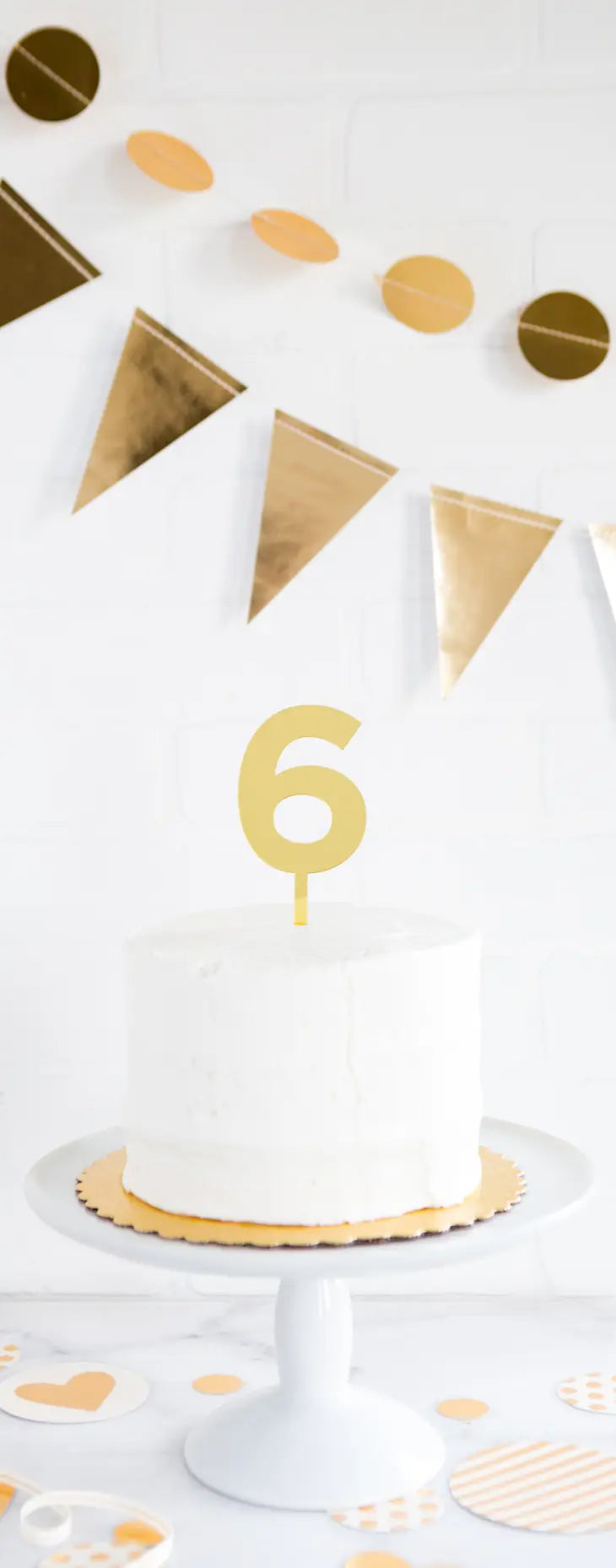 Gold Acrylic Cake Topper Number 6