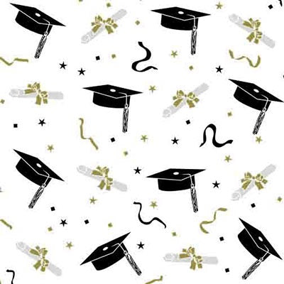 Graduation Pattern Cellophane Treat Bags - 5x3x11 - 10 Bags