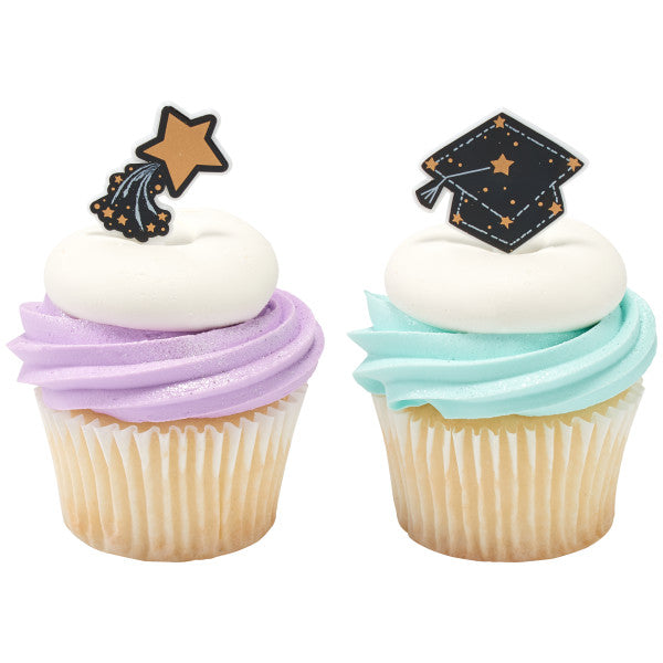 Shoot For the Stars Graduation Cupcake Picks - 12 Picks
