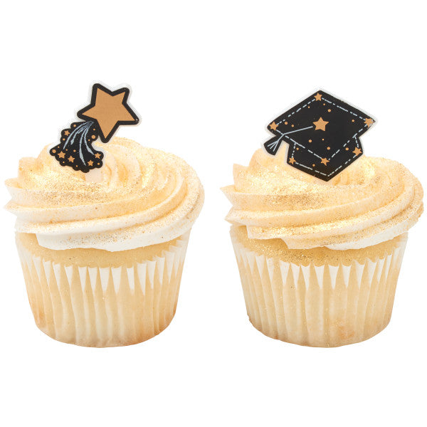 Shoot For the Stars Graduation Cupcake Picks - 12 Picks